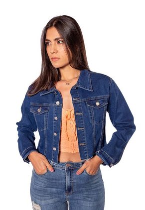 Chaqueta Denim Cropped Para Mujer