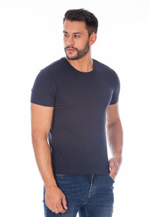 Camiseta Básica Color Azul Para Hombre