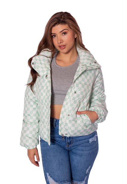 Chaqueta A Cuadros Verde Para Mujer