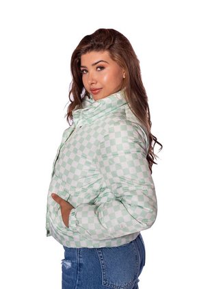 Chaqueta A Cuadros Verde Para Mujer