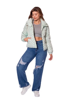 Chaqueta A Cuadros Verde Para Mujer