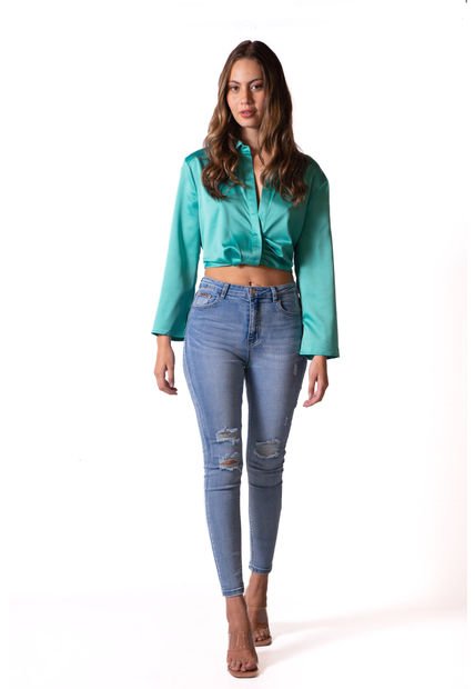 Blusa En Satín Para Mujer