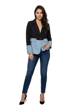 Blazer Clásico Con Base Denim Para Dama