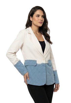 Blazer Clásico Con Base Denim Para Dama