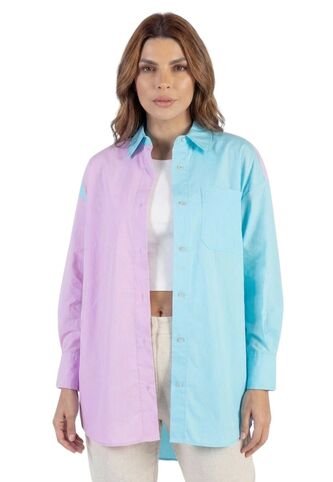 Camisa Overzise Doble Tono Morado Para Mujer DREAMER