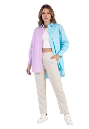 Camisa Overzise Doble Tono Morado Para Mujer