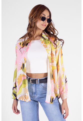 Camisa Seda Estampada Amarillo DREAMER