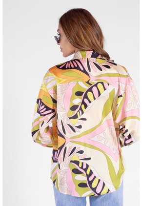 Camisa Seda Estampada Amarillo