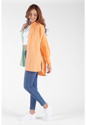 Camisa Overzise Doble Naranja Tono