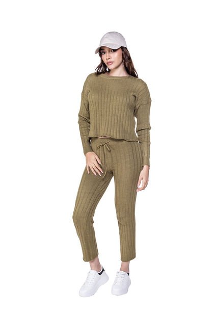 Set Comfy Tejido Verde Para Mujer