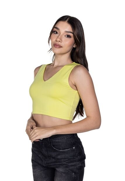 Top Basic Cuello V Para Mujer