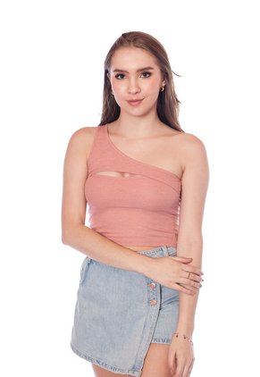 Crop Top Asimétrico Rosa Para Mujer