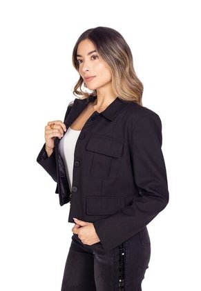 Chaqueta Casual De Bolsillos Frontales Para Mujer