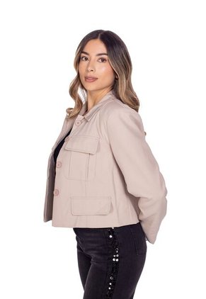 Chaqueta Casual De Bolsillos Frontales Para Mujer