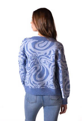 Carigan Diseño Ondas Azul Para Mujer