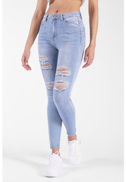 Jean High Waist Con Desgaste