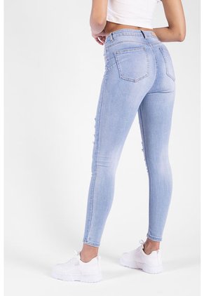 Jean High Waist Con Desgaste