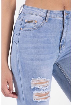 Jean High Waist Con Desgaste
