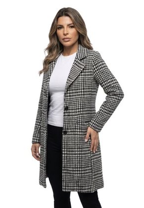 Abrigo Paño Con Solapa A Cuadros