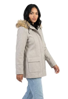 Abrigo Largo Con Capucha De Peluche Para Dama