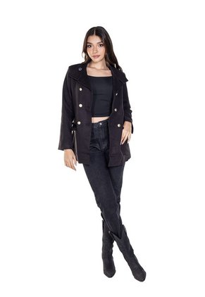 Abrigo Cuello Militar Negro Para Mujer