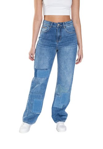 JEANS WIDE LEG PATCHWORK PARA MUJER DREAMER