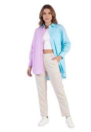 Camisa Overzise Doble Tono Morado Para Mujer