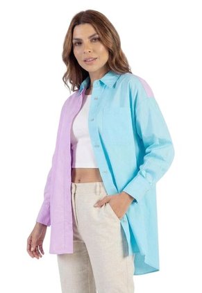 Camisa Overzise Doble Tono Morado Para Mujer