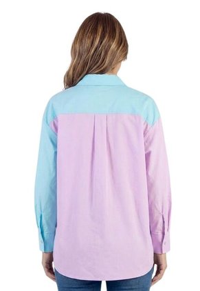 Camisa Overzise Doble Tono Morado Para Mujer