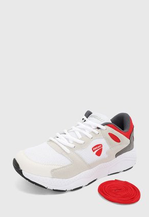 Tenis Lifestyle Blanco-Rojo-Gris DUCATI