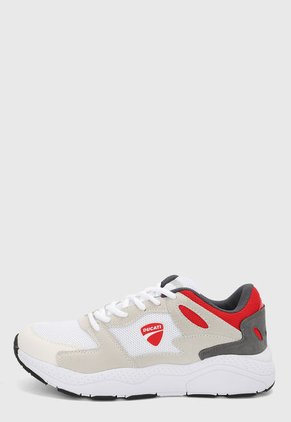 Tenis Lifestyle Blanco-Rojo-Gris DUCATI
