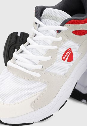 Tenis Lifestyle Blanco-Rojo-Gris DUCATI