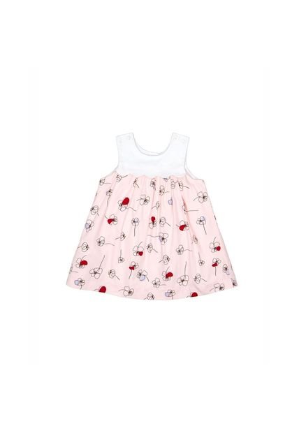 Vestido Estampado Con Flores Infantiles Sin Mangas