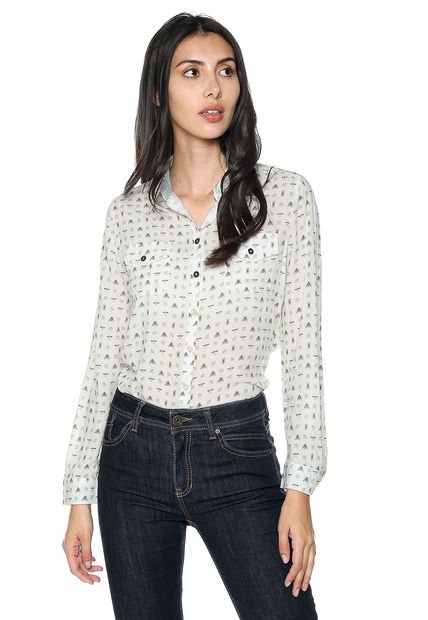 Camisa Blanco-Verde Esprit