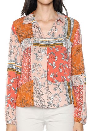 Blusa Coral-Blanco-Naranja Esprit