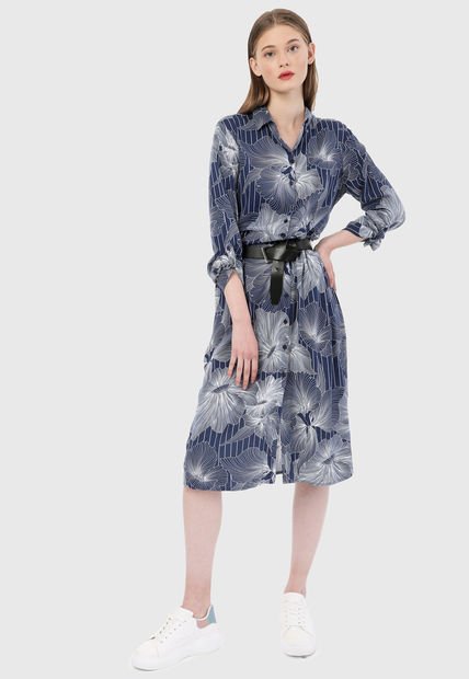 Vestido Azul-Blanco Esprit