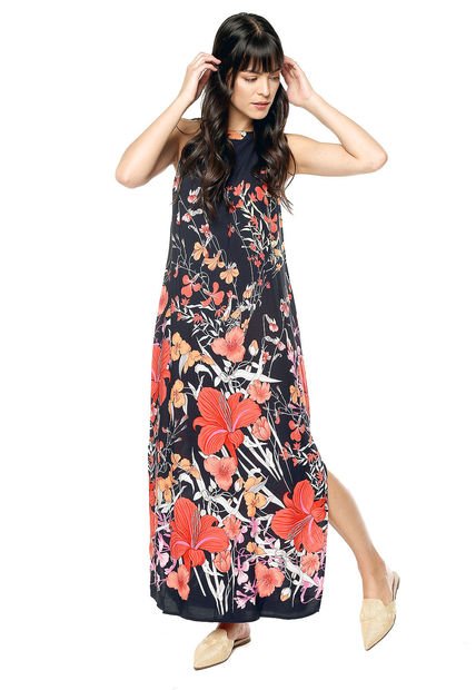 Vestido Azul-Multicolor Esprit