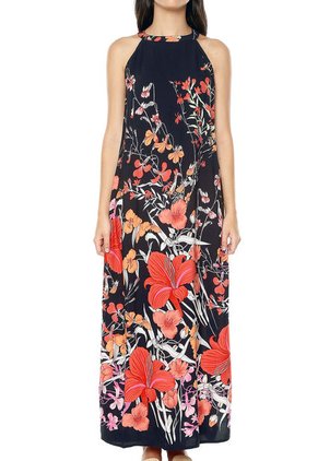 Vestido Azul-Multicolor Esprit