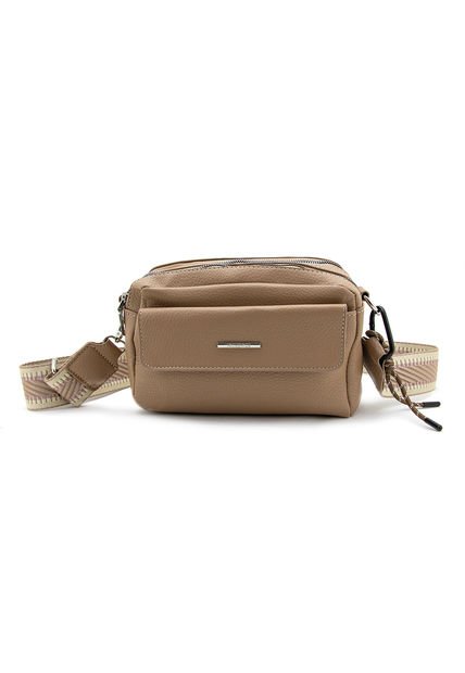 Bandolera Rectangular Con Correa Tejida Y Detalles Únicos