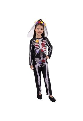 DISFRAZ CATRINA ESQUELETO NIÑA Negro