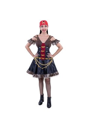 DISFRAZ PIRATA AVENTURERA MUJER Negro