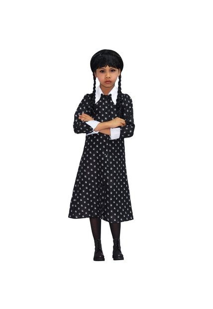 DISFRAZ MERLINA ADDAMS NIÑA Negro