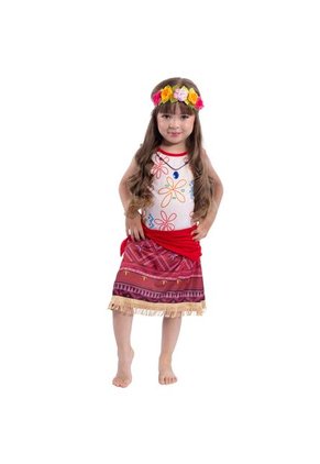 DISFRAZ PRINCESA HAWAIANA NIÑA Rojo