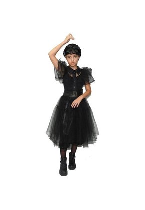 DISFRAZ MERLINA FIESTA NIÑA Negro