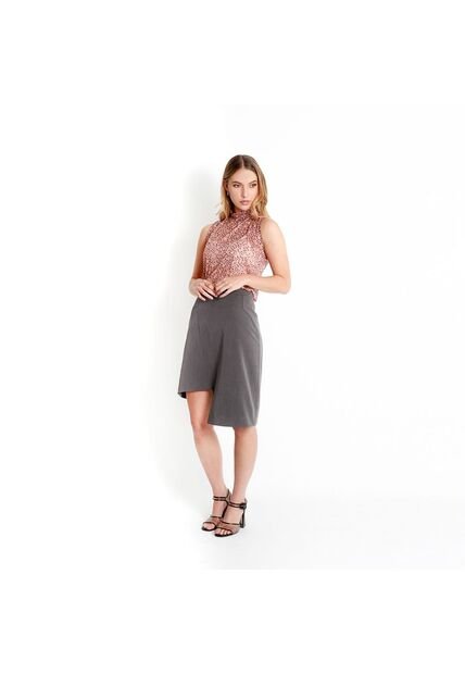 Falda Midi Con Detalle Frontal