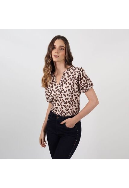 Blusa Cuello V Manga Corta