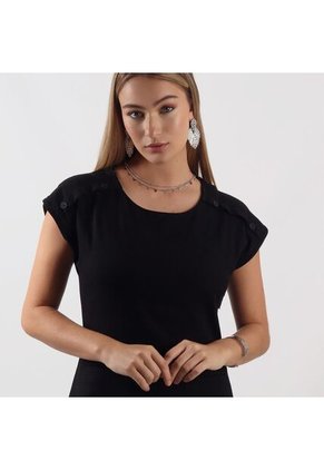 Vestido Cuello Redondo Manga Corta