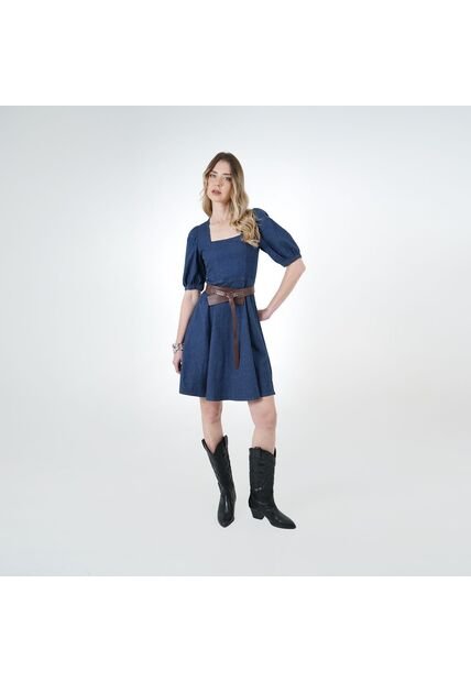 Vestido Escote Cuadrado Manga Corta