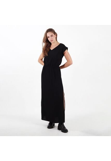 Vestido Cuello V Manga Corta