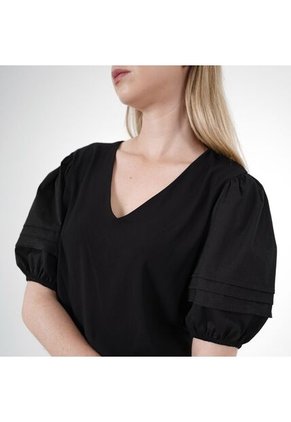 Blusa Cuello V Manga Corta Globo